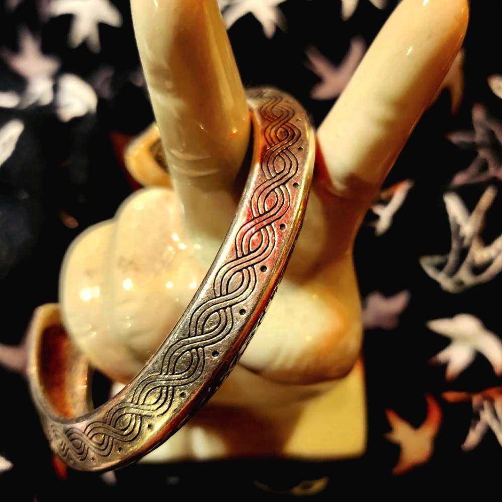 Solid Sterling Silver Cross And Copper Cuff Brace… - image 2